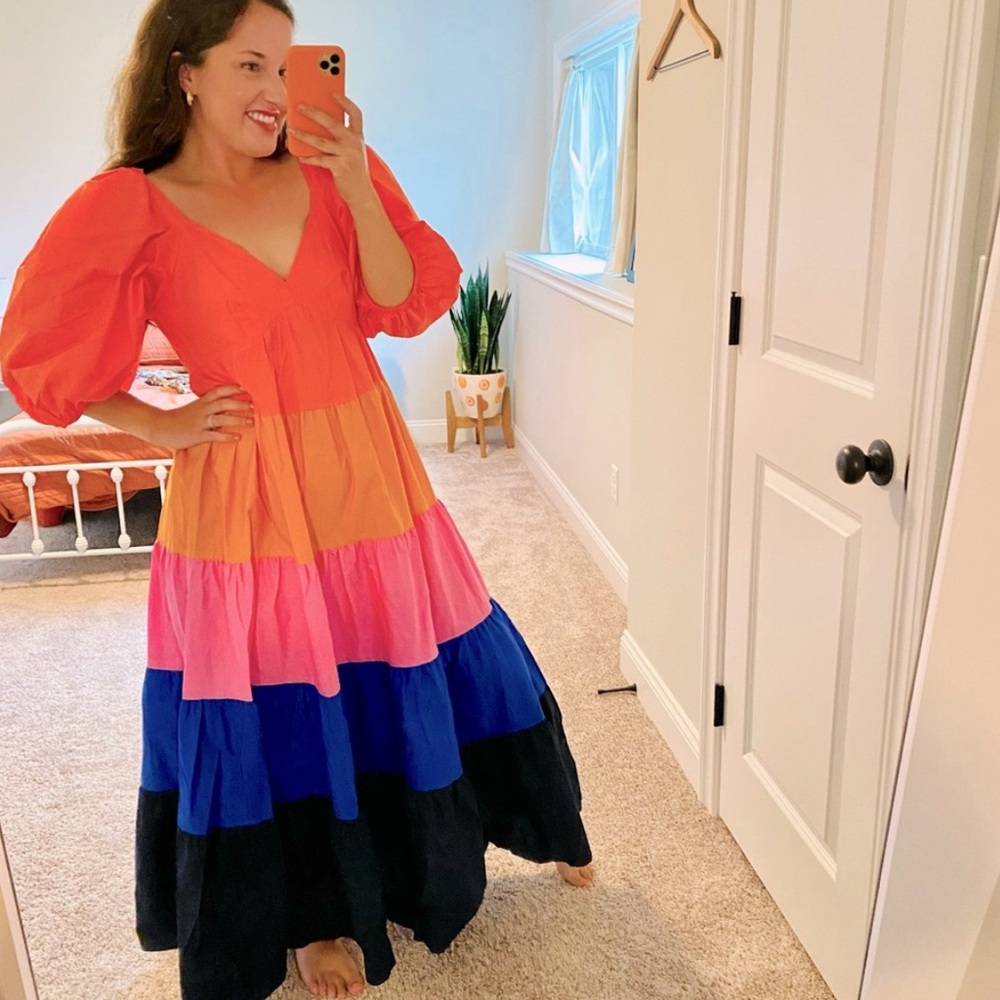 FARM Rio Colorblock Cotton Maxi Dress Small